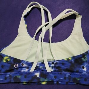 lululemon athletica Blue, Black & White Strappy Sports Bra